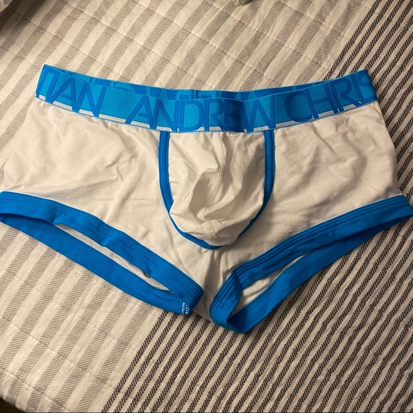 White & Blue 🔥 Andrew Christian Trunk Boxer Brief - Picture 1 of 5